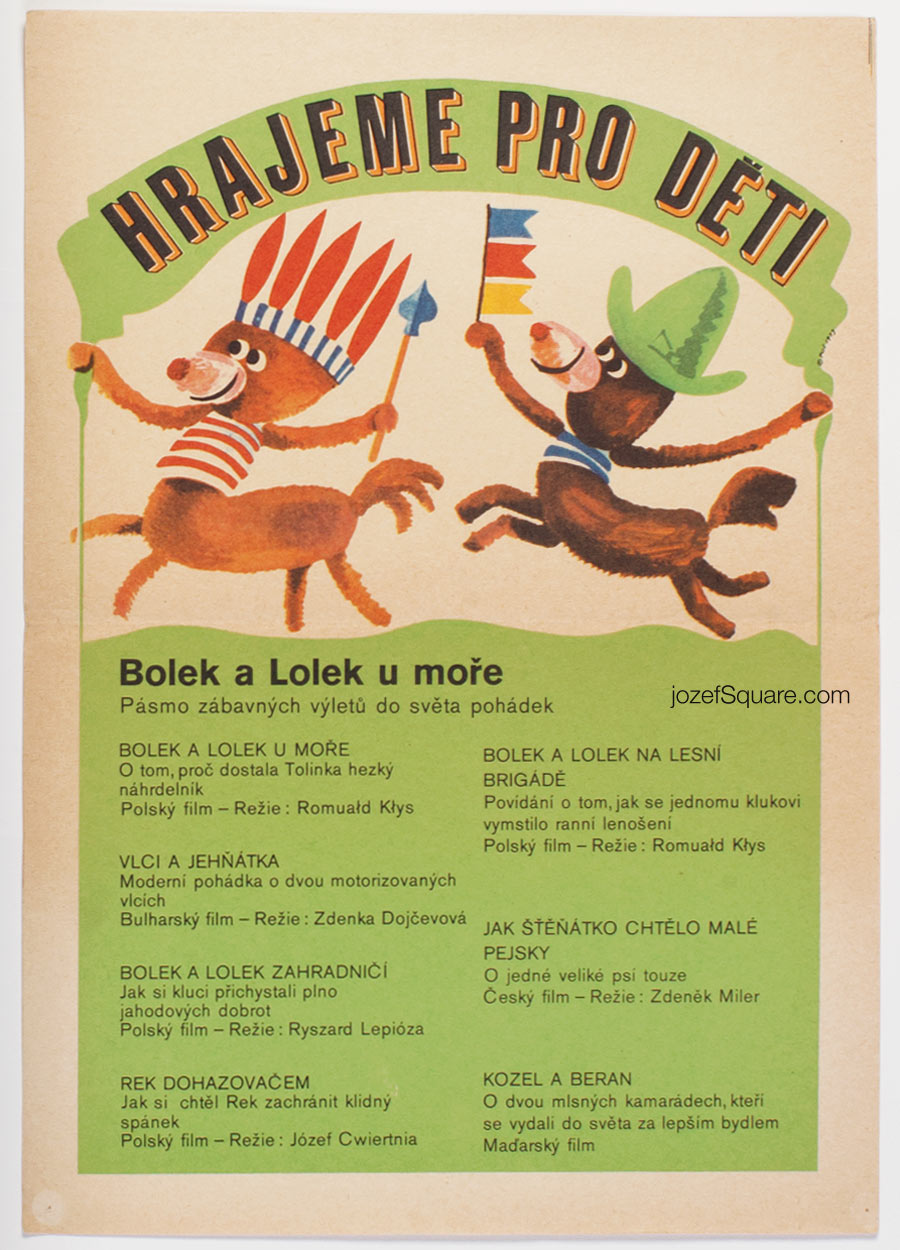 Movie Poster, Bolek and Lolek, The Sea Adventure, Petr Pos, 1970s Cinema Art