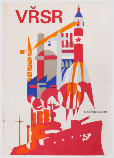 70s Propaganda Poster, Great October Socialist Revolution, Zdenek Filip