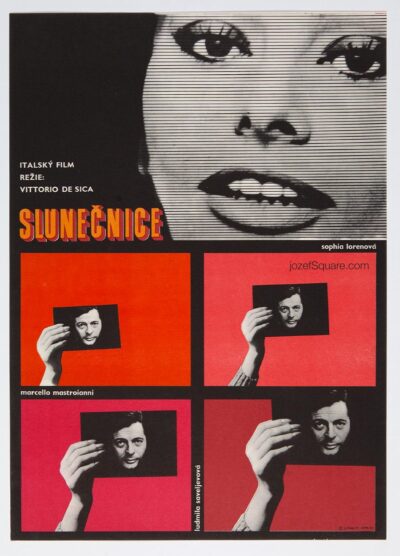 Movie Poster, Sunflower, Vittorio de Sica, , Jaroslav Fišer, 1970s Cinema Art