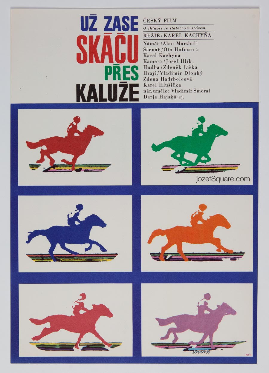 Movie Poster, Jumping Over Puddles, Karel Vaca, 1970s Cinema Art