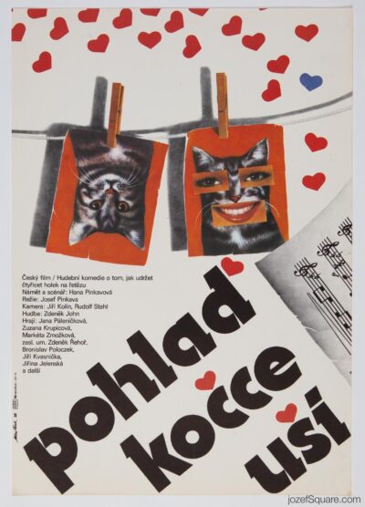 Movie Poster, Stroke Cat’s Ears, Milan Pecak, 1980s Cinema Art