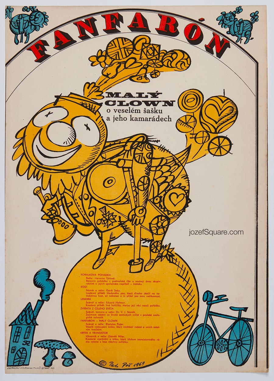 Movie Poster, Fanfaron the Little Clown, Petr Pos, 1960s Cinema Art