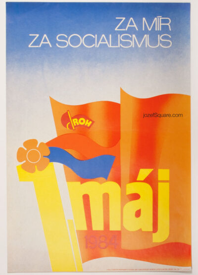 Propaganda Poster, First of May, Rudolf Mikyska, 1980s Graphic Design
