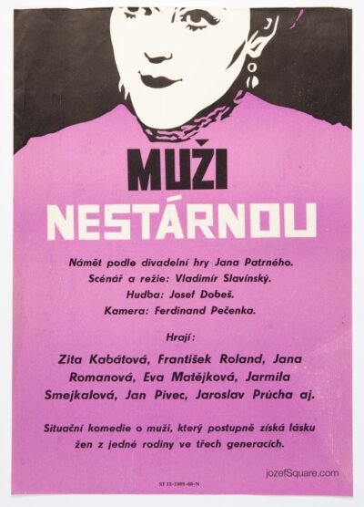 Movie Poster, Men Don't Age, Unknown Artist, 1960s Cinema Art