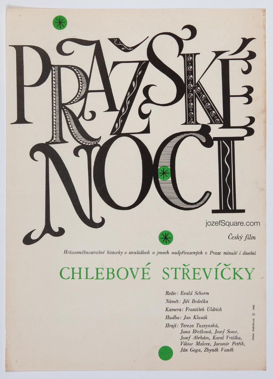 Movie Poster – Prague Nights / Party Shoes Made of Bread, Alena Hubičková, 1968