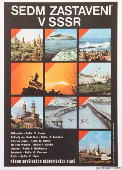 Movie Poster, Seven Stops in the USSR, Vratislav Hlavaty, 1970s Cinema Art