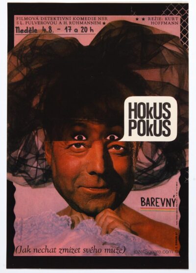 Movie Poster, Hocus Pocus, Zdenek Ziegler, 1960s Cinema Art