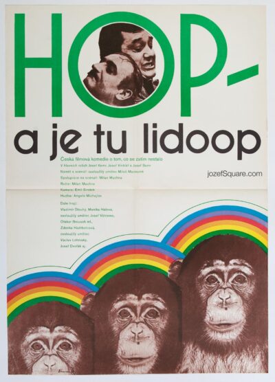 Movie Poster, Hop and there is Anthropoid, Miloslav Disman, 1970s Cinema Art