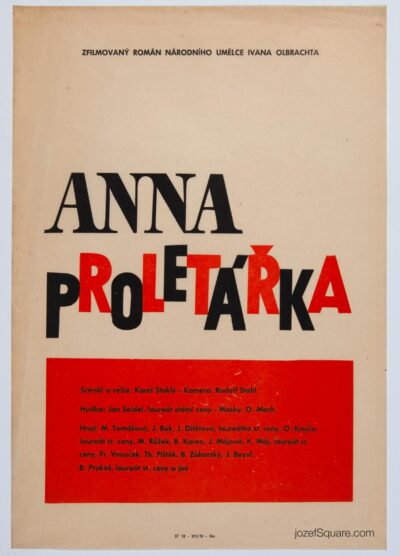 Movie Poster, Anna the Proletarian, Unknown Artist, 1970s Graphic Design