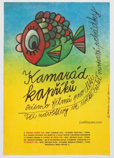 Movie Poster, A Friend of a Small Carps, Jiri Skolnik, 1980s Cinema Art