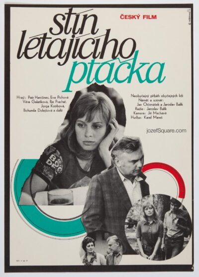Movie Poster, Shadow of a Flying Bird, Nadezda Blahova, 1970s Cinema Art