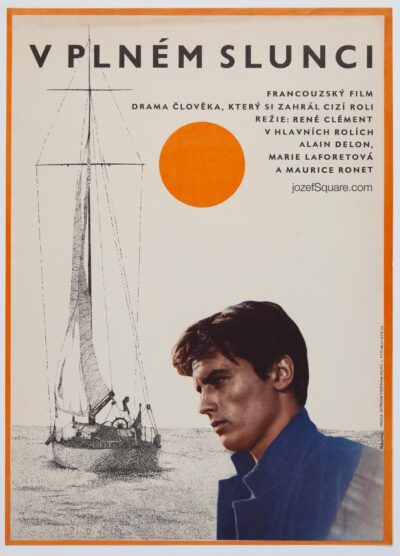 Movie Poster, Purple Noon, Alain Delon, 1960s Graphic Design
