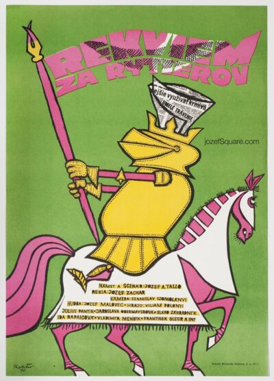 Children's Movie Poster, Requiem for Knights, Alexander Richter, 1970s Graphic Art