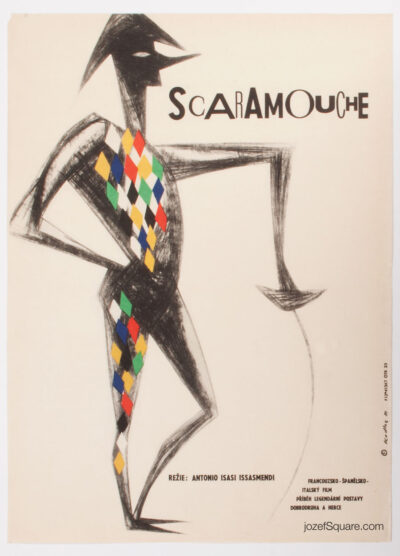 Movie Poster, The Adventures of Scaramouche, M. Kodlas, 1960s Graphic Art