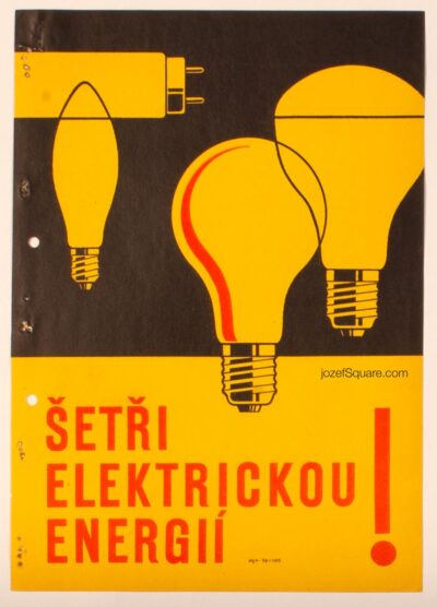 Vintage Advertising Poster, Save Electricity, Unknown Artist, 1950s Graphic Design