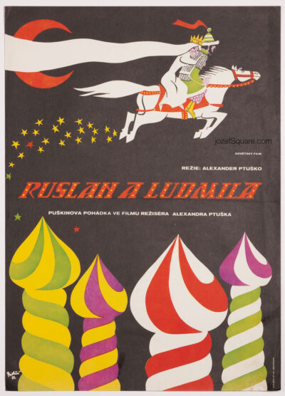 Movie Poster, Ruslan and Ludmila, Alexander Richter, 1970s Graphic Art