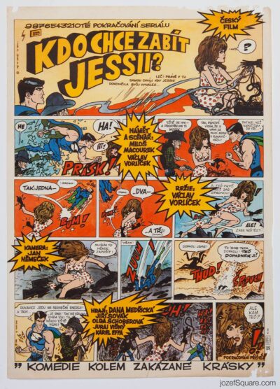 Movie Poster, Who Wants to Kill Jessie, Karel Saudek, 1960s Graphic Art