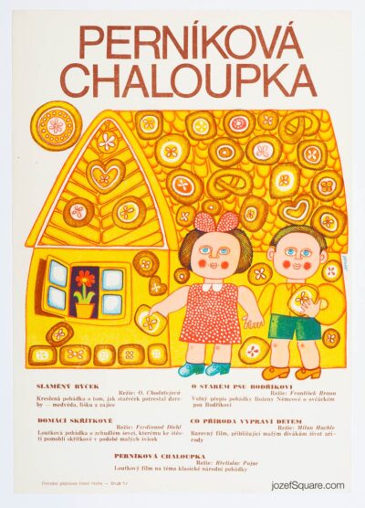 Kids Movie Poster, Gingerbread House, Leoš Konáš, 1970s Art Posters